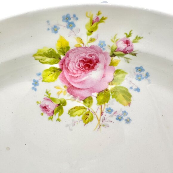 Vintage Taylor Smith Taylor Oval Serving Dish 13.5 Inch Cream Pink Roses Floral - Picture 2 of 6